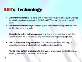 AHT 's Technology