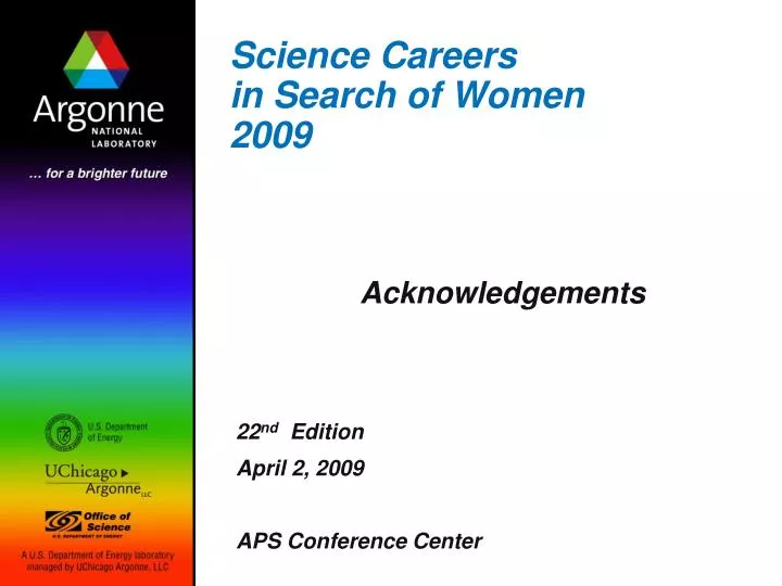 science careers in search of women 2009