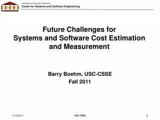 Future Challenges for Systems and Software Cost Estimation and Measurement