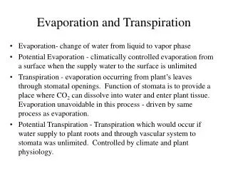 Evaporation and Transpiration