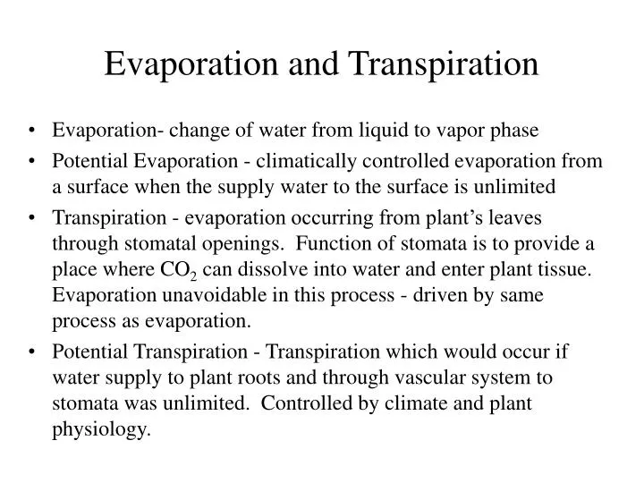 evaporation and transpiration