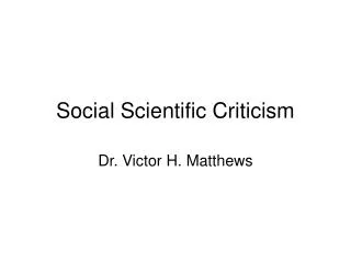 Social Scientific Criticism