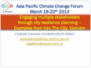 CLIMATE CHANGE COORDINATION OFFICE biendoikhihauntho.vn vpbdkhct@cantho.vn