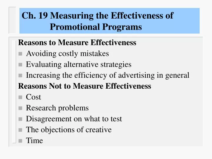 ch 19 measuring the effectiveness of promotional programs