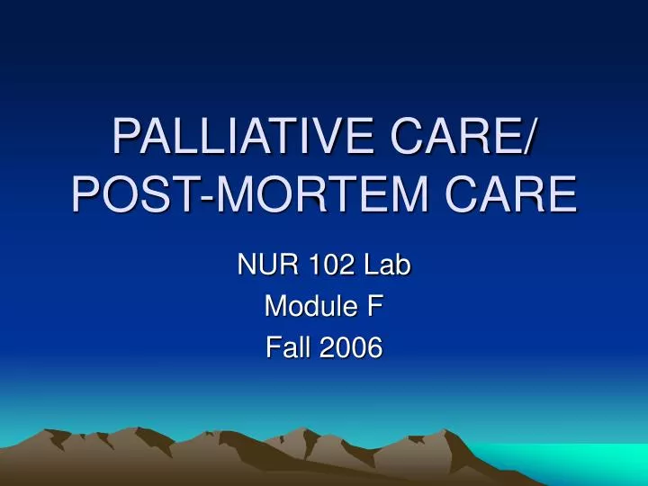 palliative care post mortem care