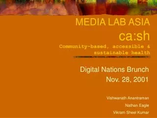 MEDIA LAB ASIA ca:sh Community-based, accessible &amp; sustainable health