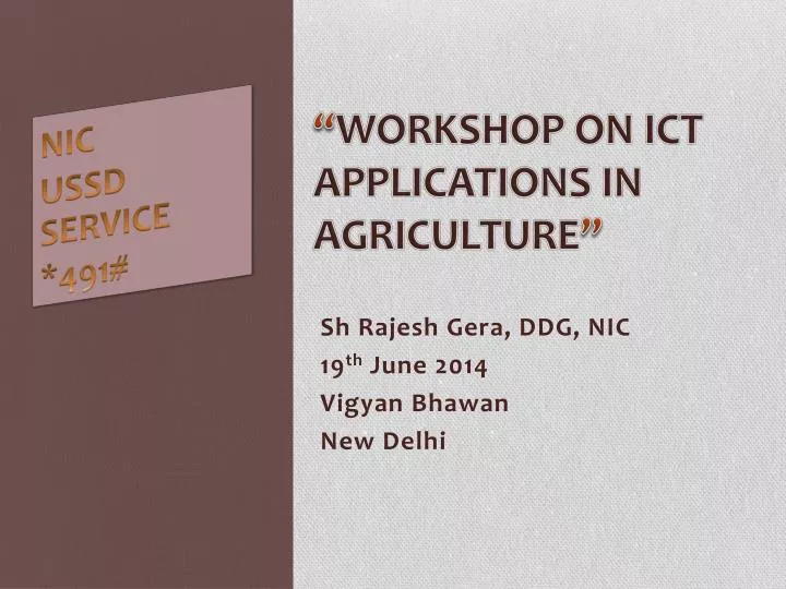 workshop on ict applications in agriculture