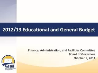 2012/13 Educational and General Budget