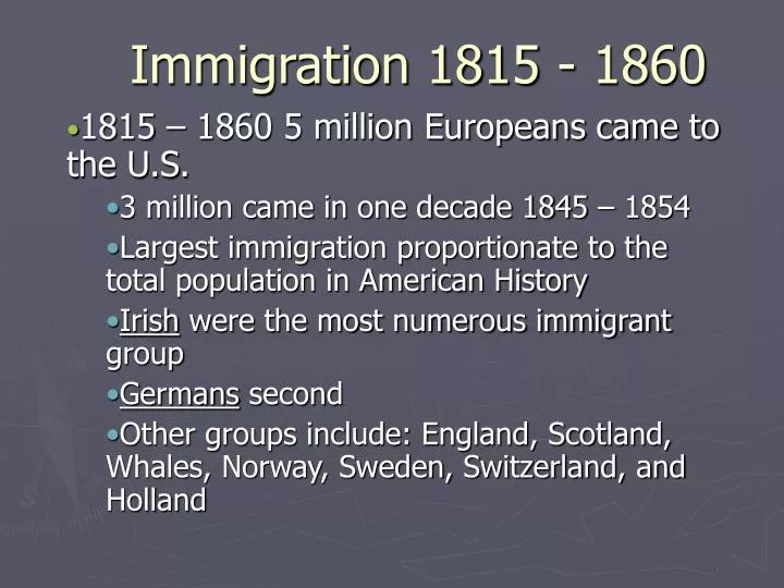immigration 1815 1860