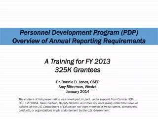 Personnel Development Program (PDP) Overview of Annual Reporting Requirements