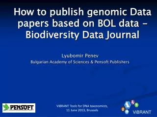 How to publish genomic Data papers based on BOL data - Biodiversity Data Journal