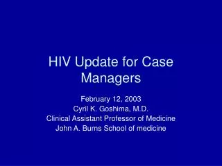HIV Update for Case Managers