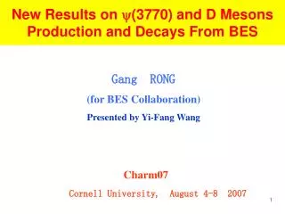 New Results on ?(3770) and D Mesons Production and Decays From BES