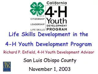 Life Skills Development in the 4-H Youth Development Program