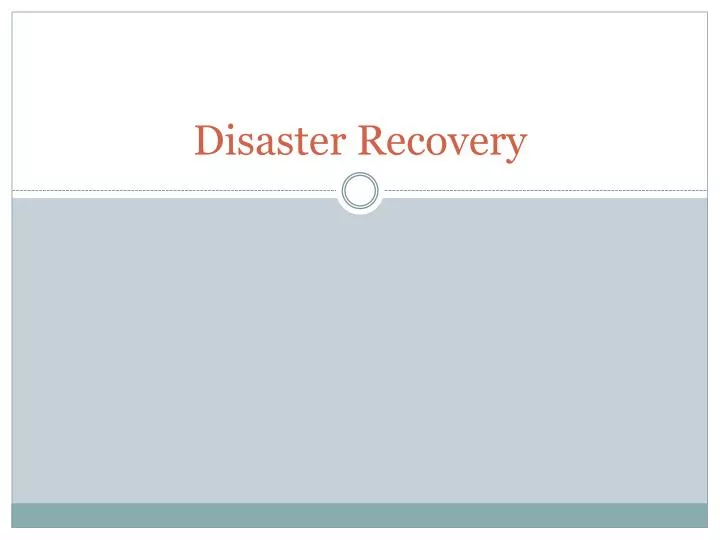 disaster recovery