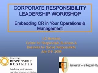 corporate responsibility leadership workshop embedding cr in your operations management