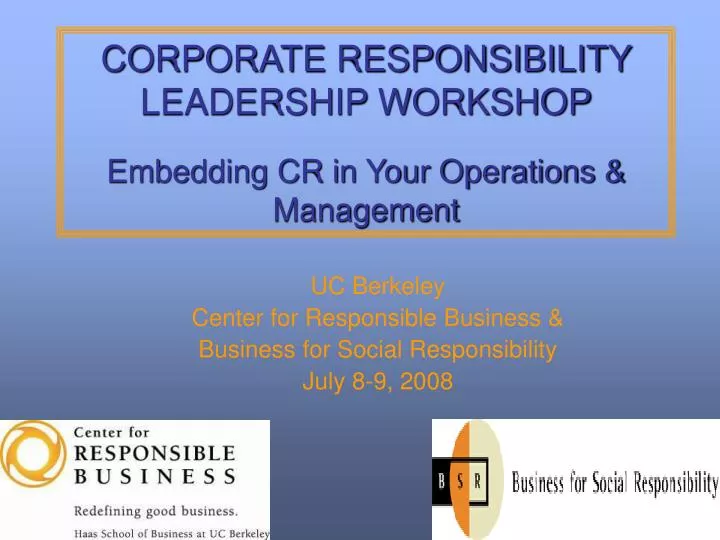 corporate responsibility leadership workshop embedding cr in your operations management