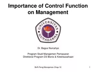Importance of Control Function on Management