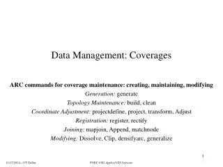 Data Management: Coverages