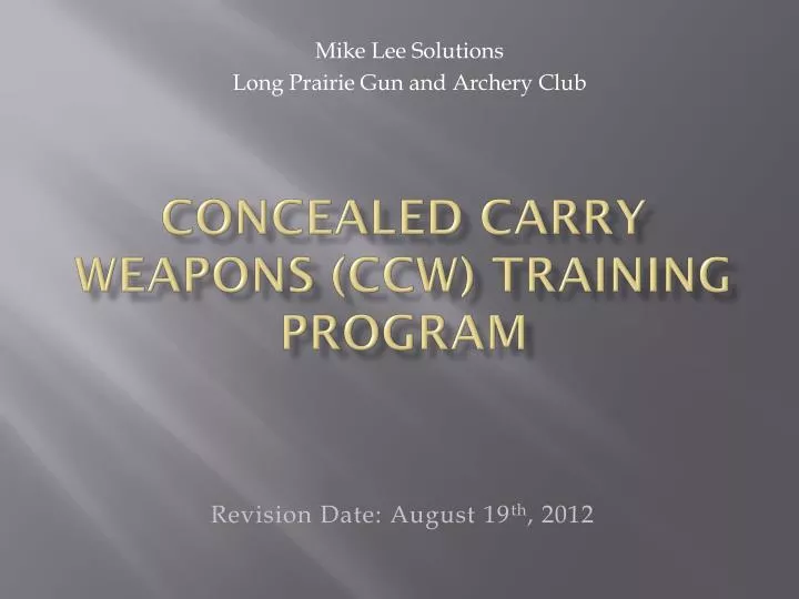 concealed carry weapons ccw training program