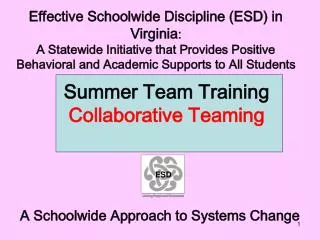 Effective Schoolwide Discipline (ESD) in Virginia :