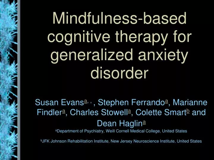 mindfulness based cognitive therapy for generalized anxiety disorder