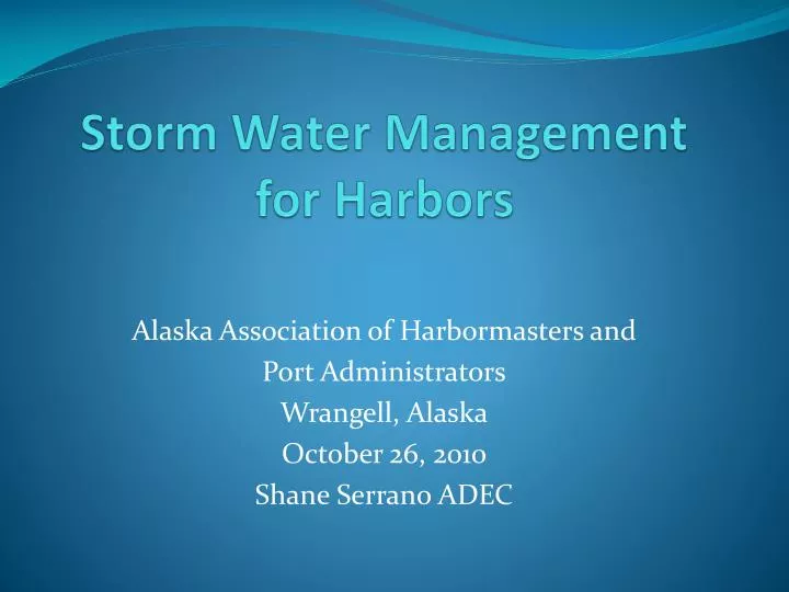 storm water management for harbors
