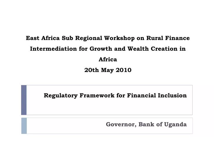 regulatory framework for financial inclusion