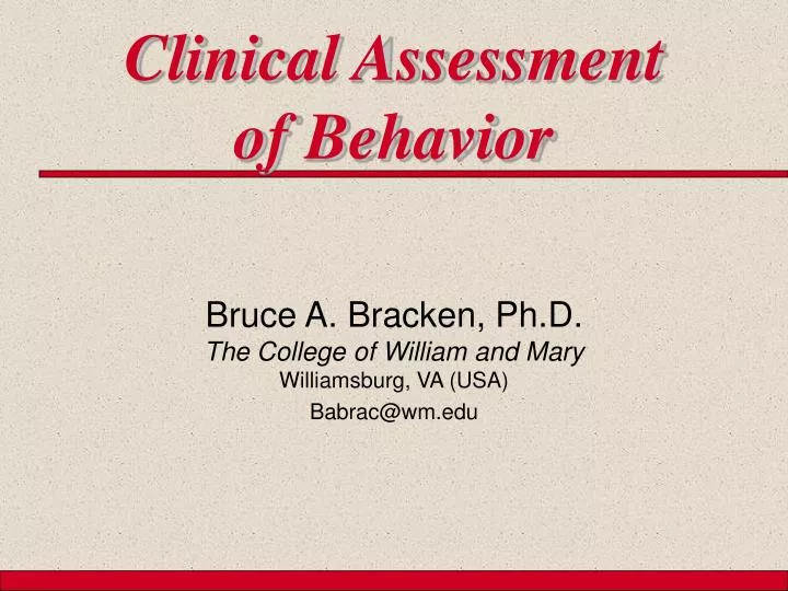 clinical assessment of behavior