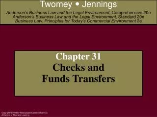 Chapter 31 Checks and Funds Transfers