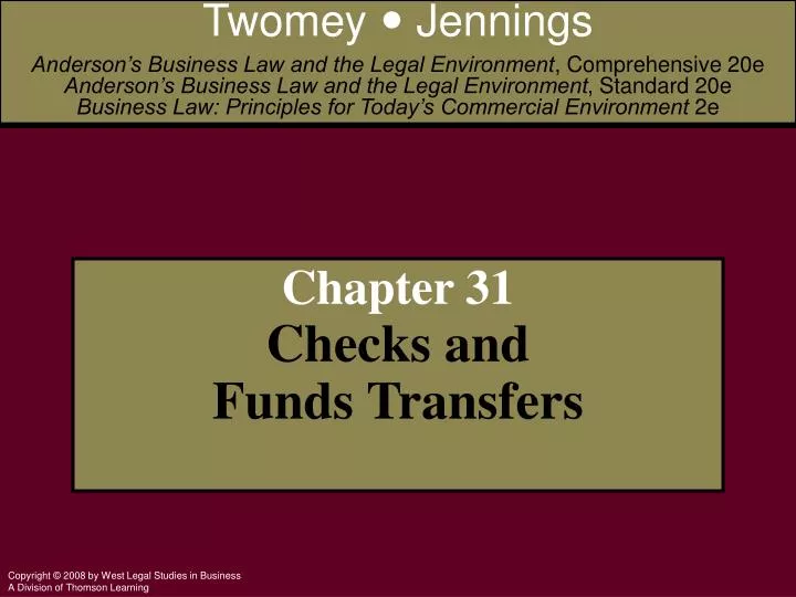 chapter 31 checks and funds transfers