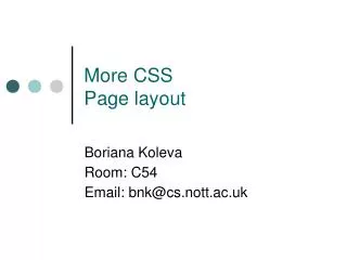 More CSS Page layout