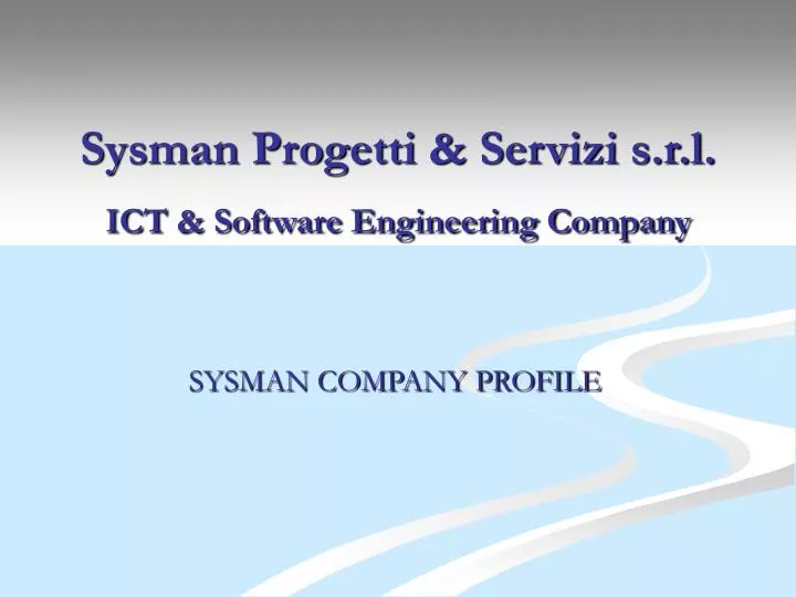sysman progetti servizi s r l ict software engineering company