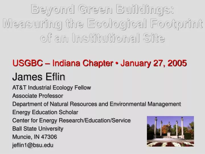 beyond green buildings measuring the ecological footprint of an institutional site