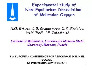Experimental study of Non-Equilibrium Dissociation of Molecular Oxygen