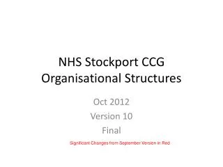 NHS Stockport CCG Organisational Structures