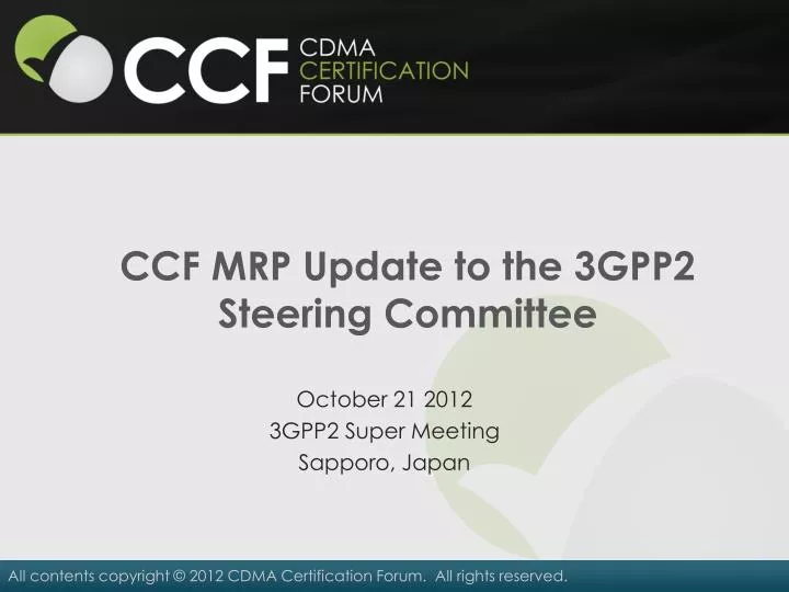 ccf mrp update to the 3gpp2 steering committee