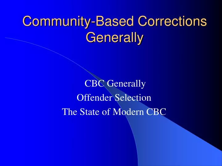 community based corrections generally