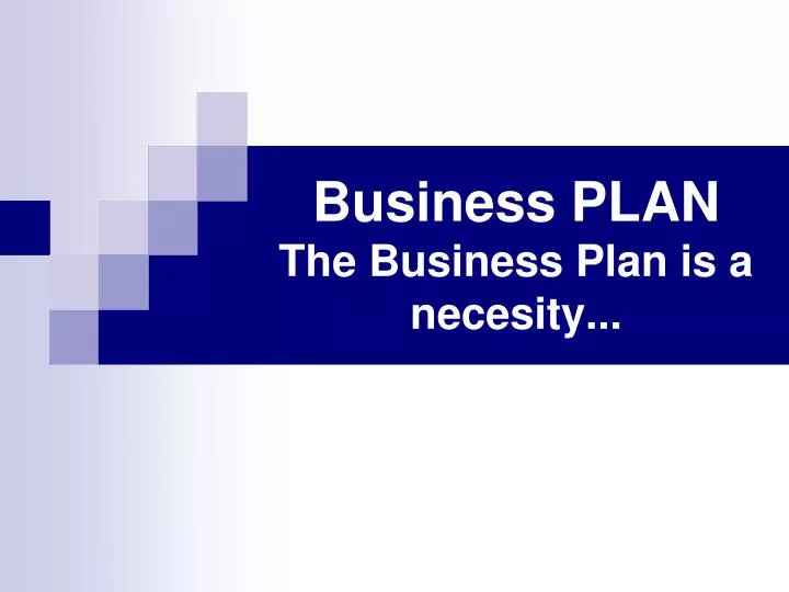 business plan the business plan is a necesity