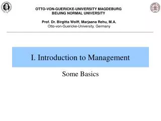 I. Introduction to Management