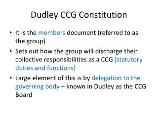 Dudley CCG Constitution