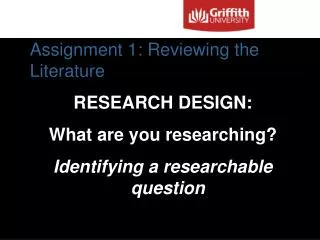 Assignment 1: Reviewing the Literature