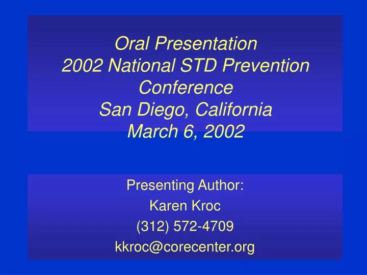 oral presentation 2002 national std prevention conference san diego california march 6 2002