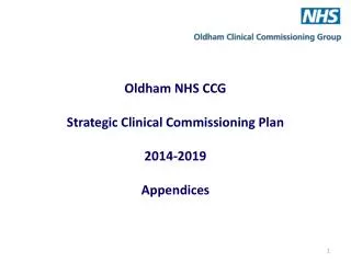 Oldham NHS CCG Strategic Clinical Commissioning Plan 2014-2019 Appendices