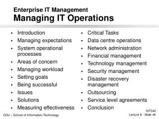 Enterprise IT Management Managing IT Operations