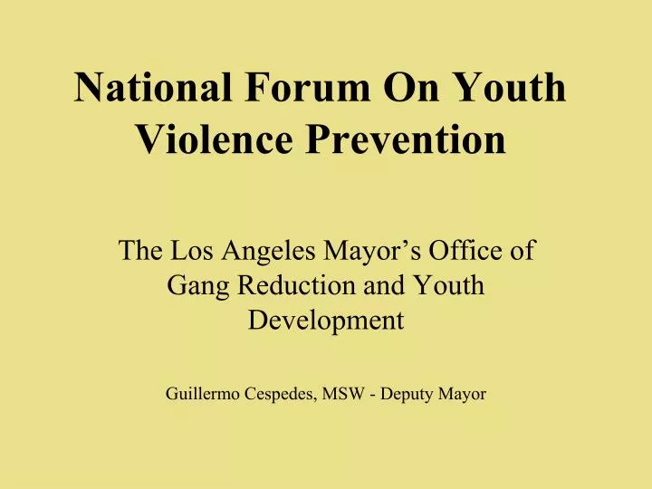 national forum on youth violence prevention