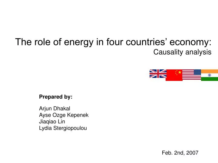 the role of energy in four countries economy causality analysis