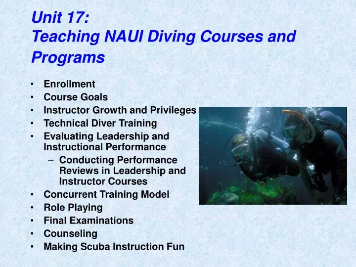 unit 17 teaching naui diving courses and programs