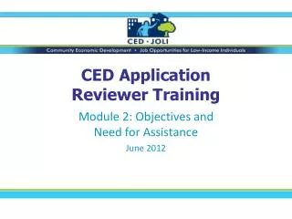 CED Application Reviewer Training