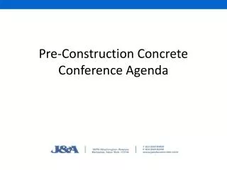 Pre-Construction Concrete Conference Agenda